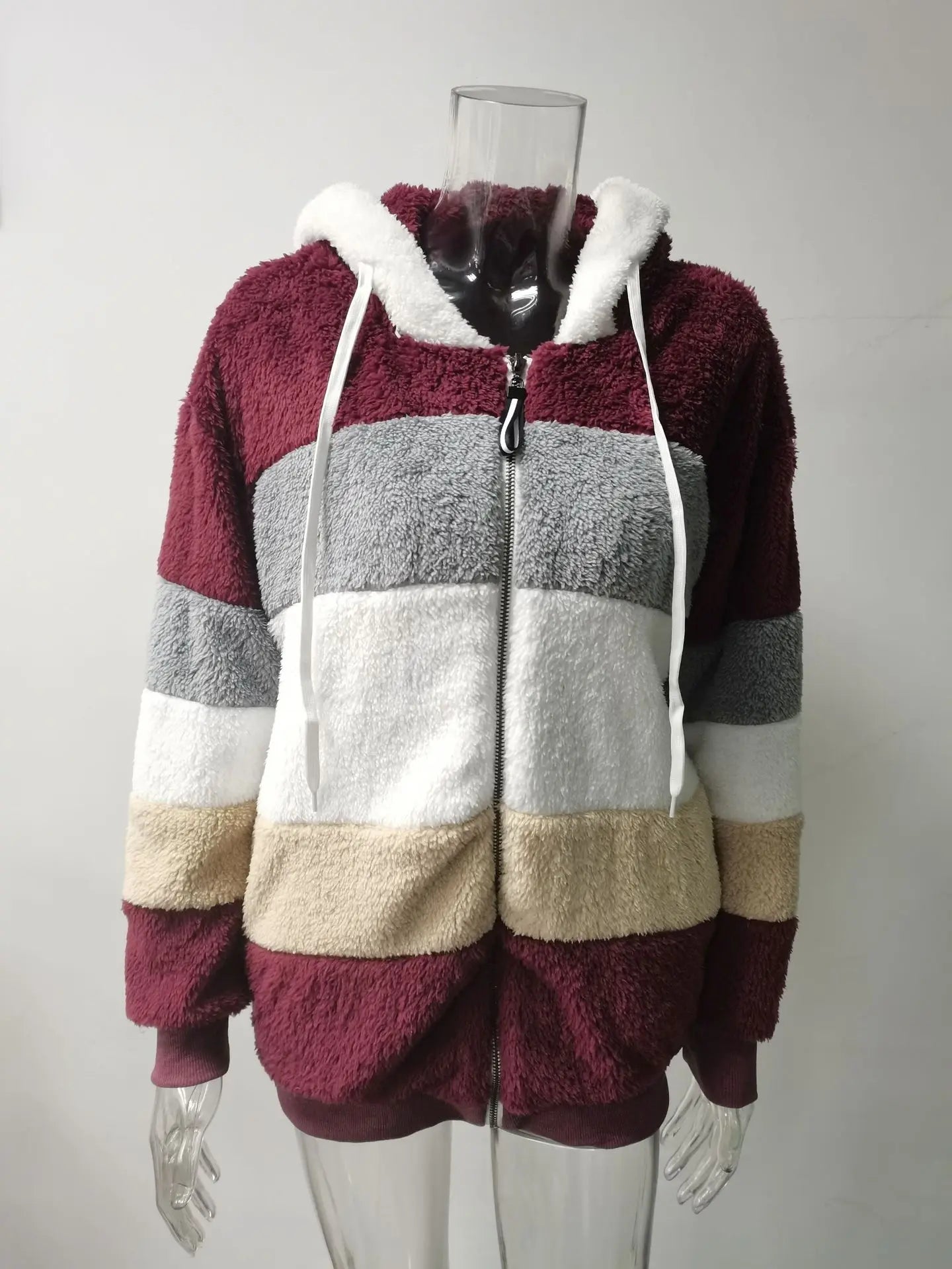 Su misura 2024 Nuovo UZZDSS Inverno Cappotto Delle Donne di Modo Casual Cuciture Plaid Vestiti Con Cerniera Con Cappuccio Cappotto Delle Signore Delle Donne Giacca