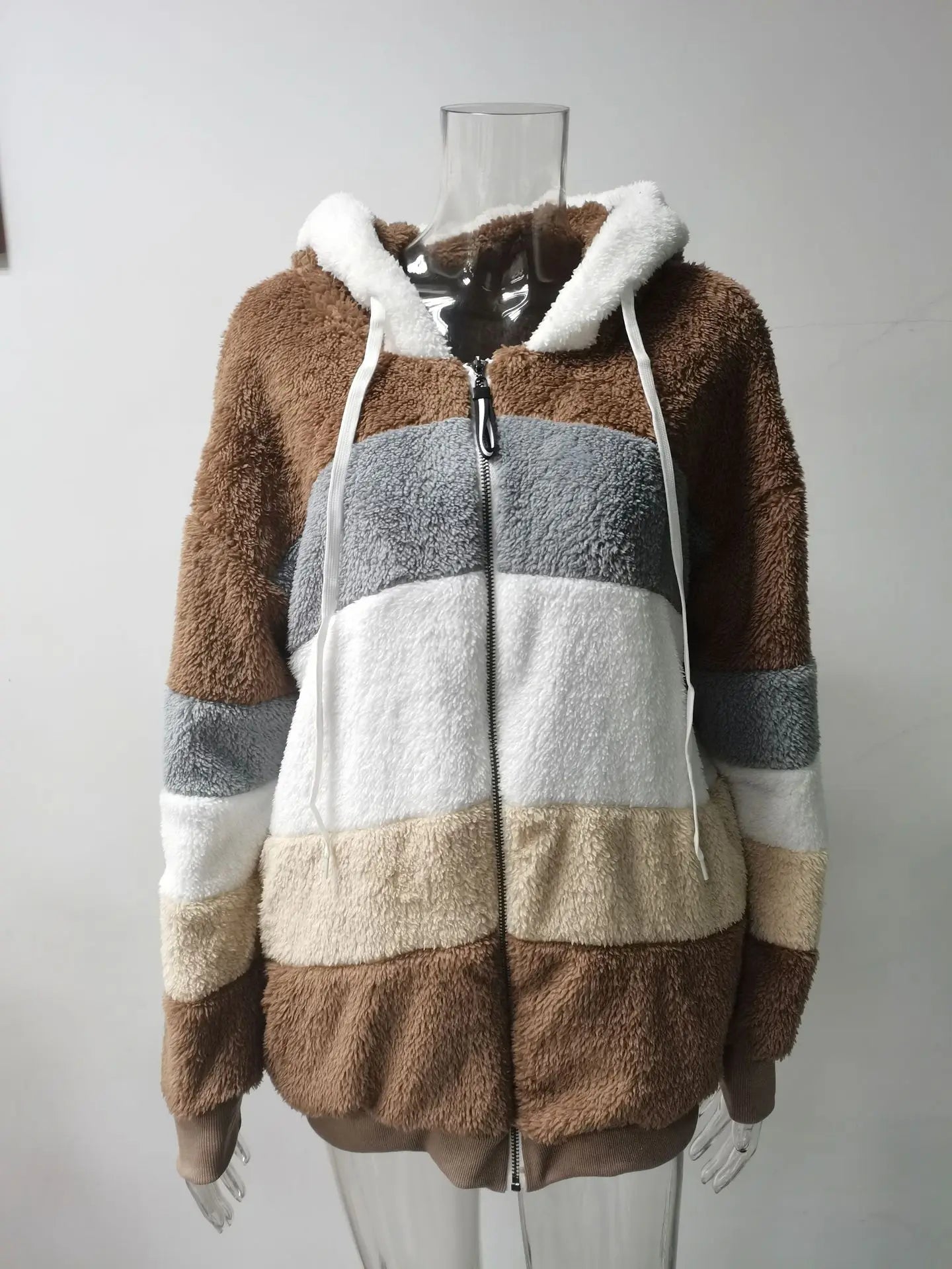 Su misura 2024 Nuovo UZZDSS Inverno Cappotto Delle Donne di Modo Casual Cuciture Plaid Vestiti Con Cerniera Con Cappuccio Cappotto Delle Signore Delle Donne Giacca