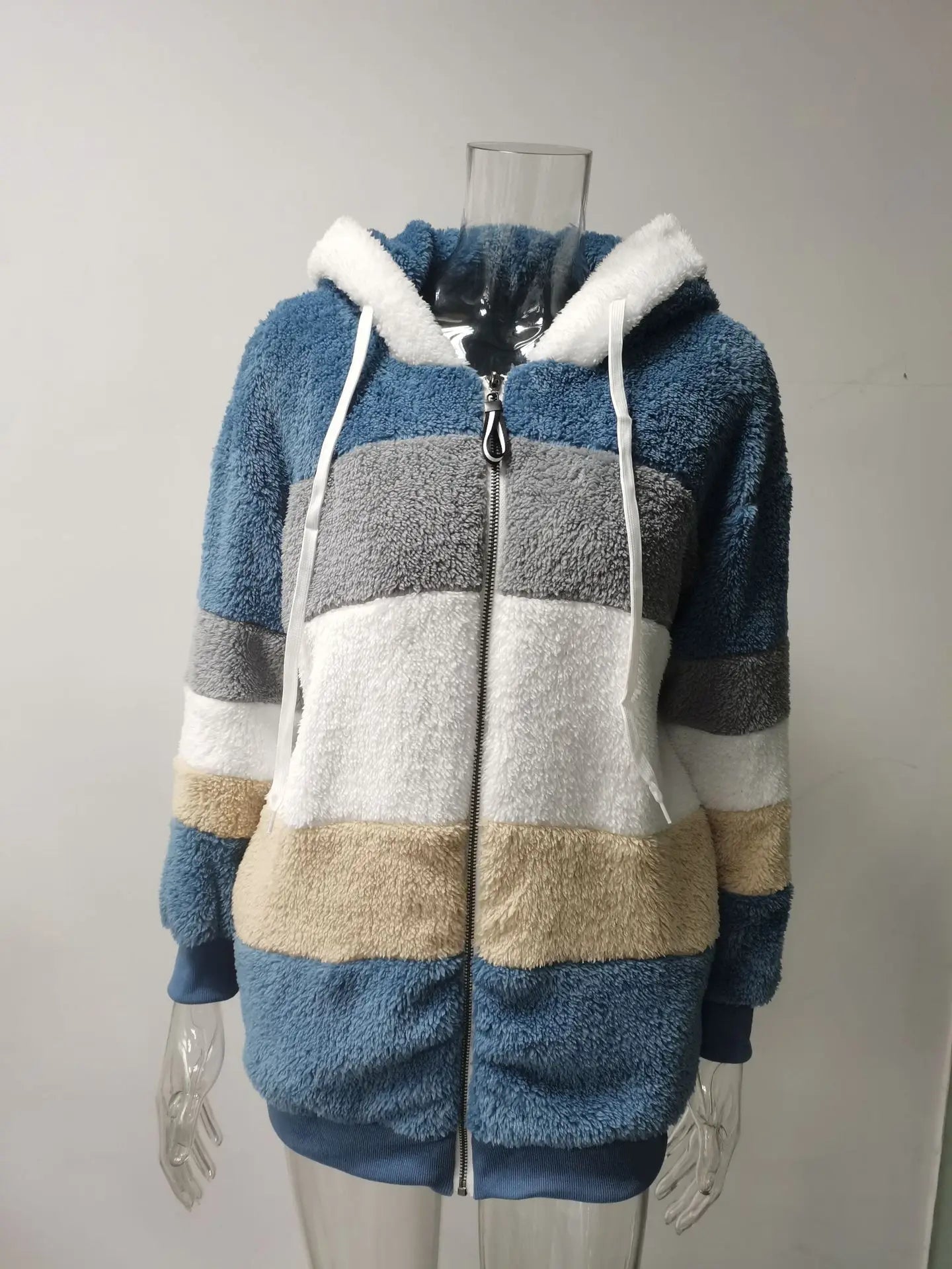 Su misura 2024 Nuovo UZZDSS Inverno Cappotto Delle Donne di Modo Casual Cuciture Plaid Vestiti Con Cerniera Con Cappuccio Cappotto Delle Signore Delle Donne Giacca