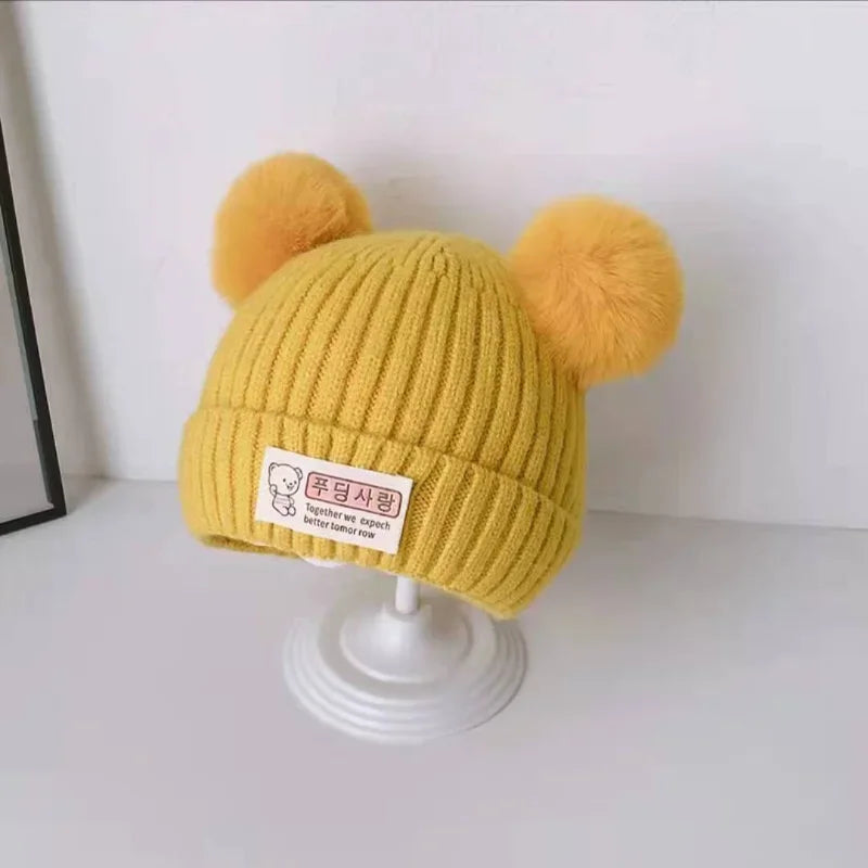 Gorro de punto de invierno para bebé, bonito gorro de punto con hilo de punto para abrigarse, gorros de invierno para niña, gorros para bebé, gorros para niño