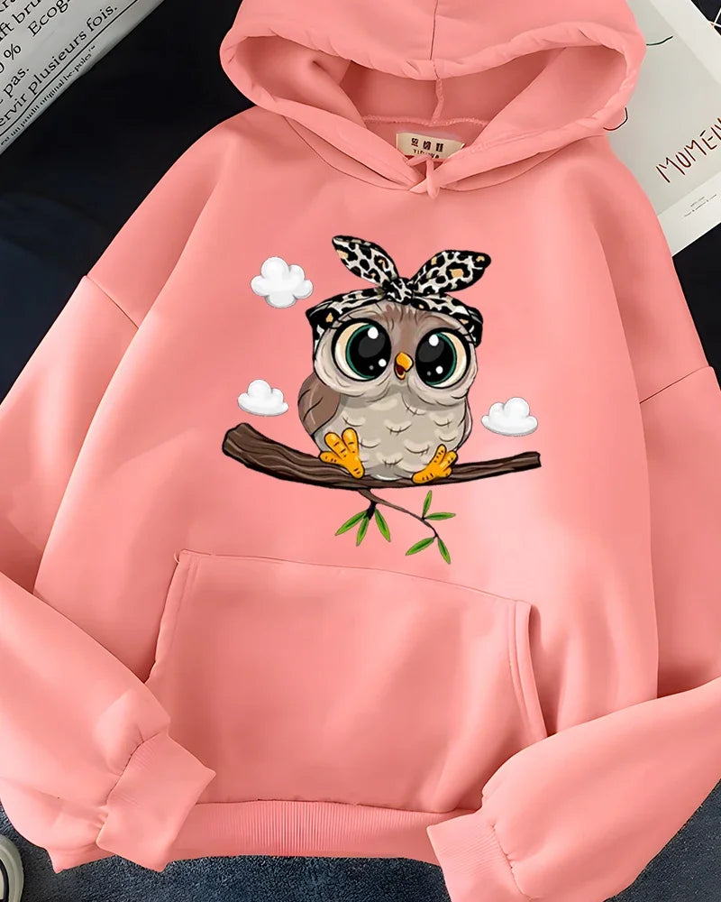 Hirsionsan Kawaii Cartoon Print Hoodies Women Oversized Sportwear Female Sweatshirt Cute Graphic Fleece Ladies Clothes 2023 New