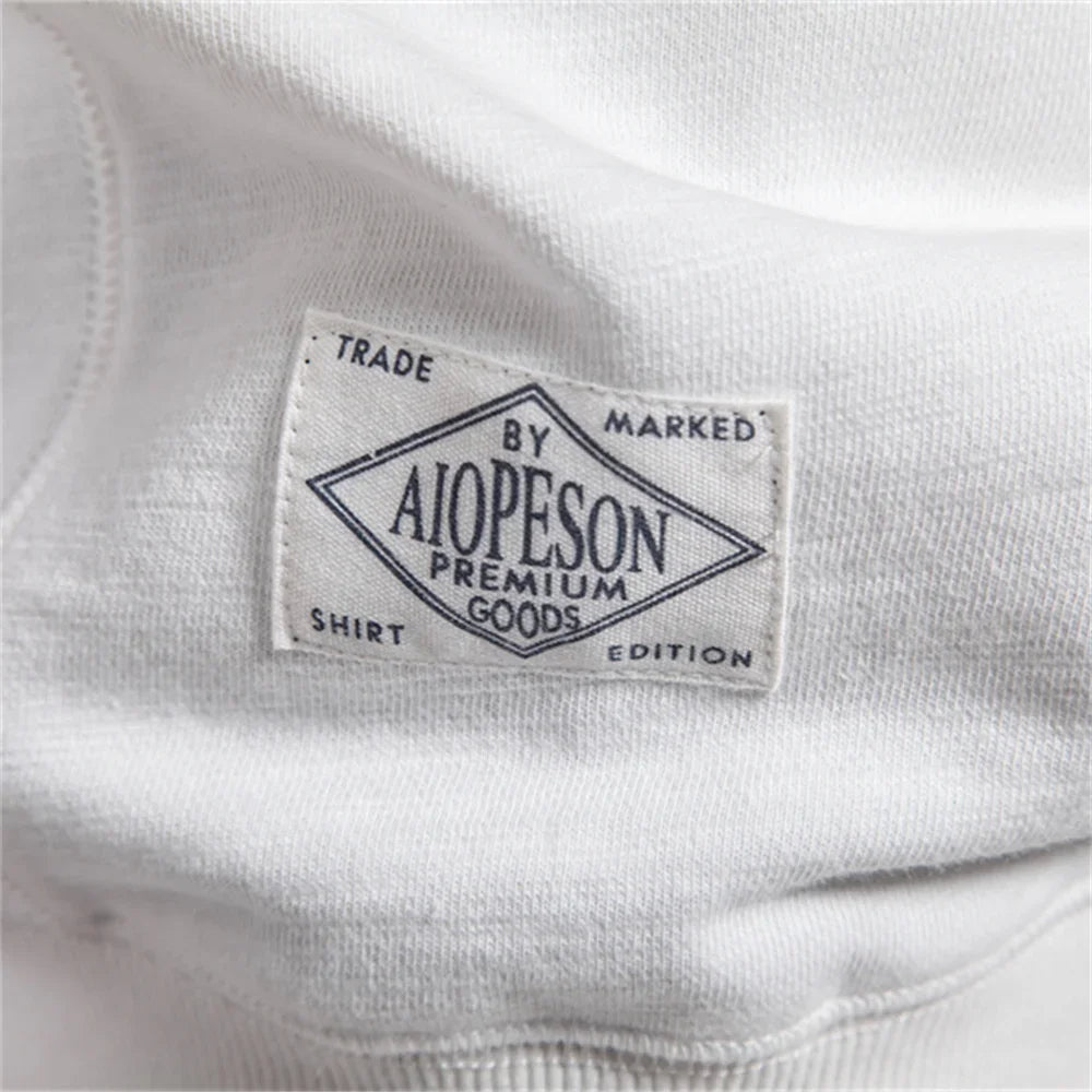 AIOPESON Brand Quality Mens Cotton Blend Crew Neck Sweatshirt Casual Sport Pullover Solid Embroidery Sweatshirts for Men