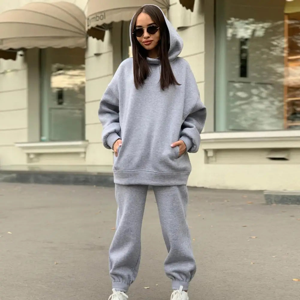 Women Two Piece Sets Tracksuit Hooded Sweatshirt Tops Sweatpants Pants Set Female Spring Autumn Long Sleeve Pullover Sports Set