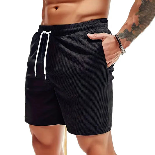 Brand Shorts Men Bodybuilding pure color Sports shorts Joggers Corduroy Stripe Sweatpants Summer Gyms training Running shorts