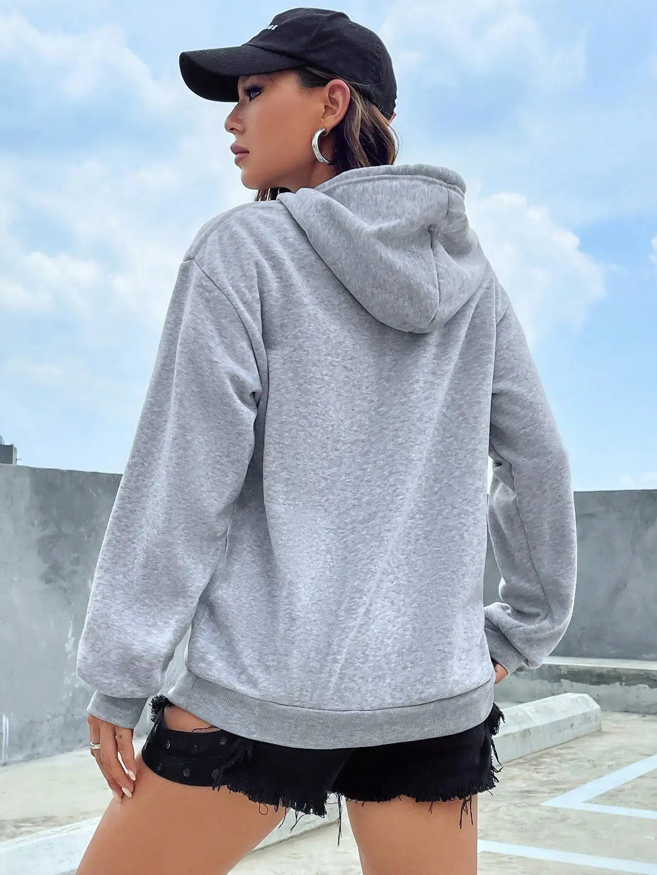 Solid Color Casual Hoodie For Female Pocket Creative Sweatshirts All-Match Street Clothes Womens Fleece Unisex Pullovers