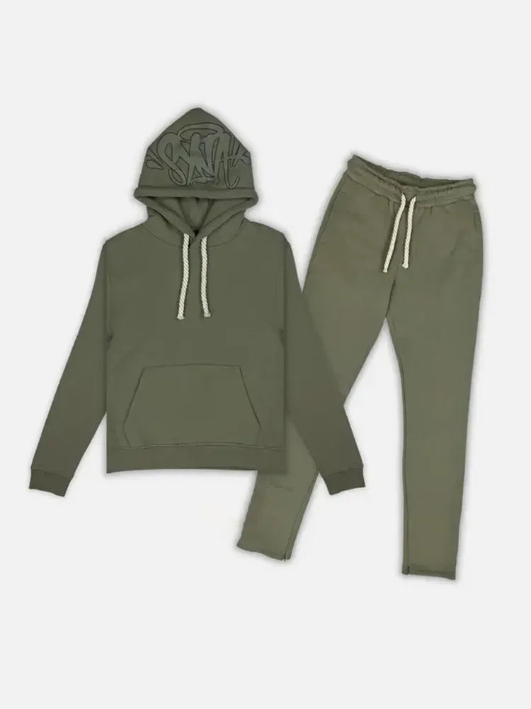 Chándal estampado de algodón para hombre, conjunto de 2 piezas, sudaderas con capucha, pantalones rectos, pantalones casuales holgados de hip hop, sudadera deportiva con capucha, pantalones, ropa de calle Y2k