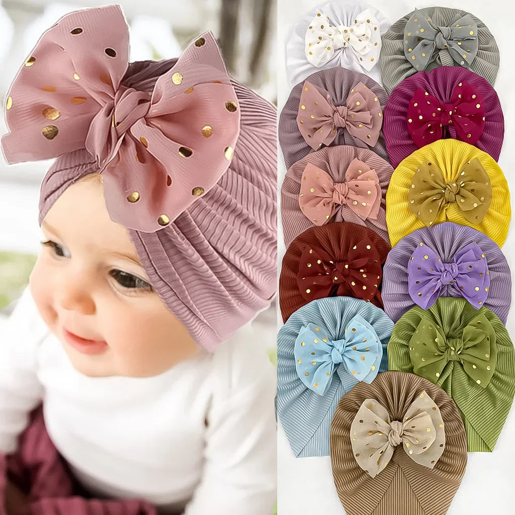 Threaded baby hat children's bow toe cap baby thin style girl's hat baby accessories newborn accessories gorras para niños