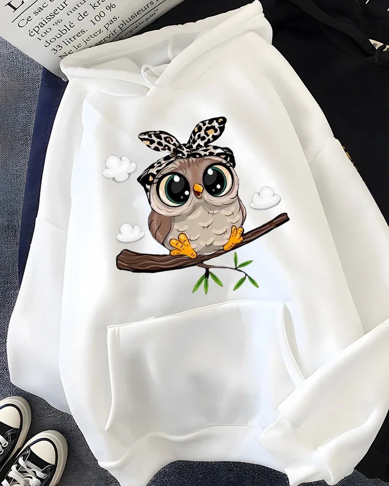 Hirsionsan Kawaii Cartoon Print Hoodies Women Oversized Sportwear Female Sweatshirt Cute Graphic Fleece Ladies Clothes 2023 New